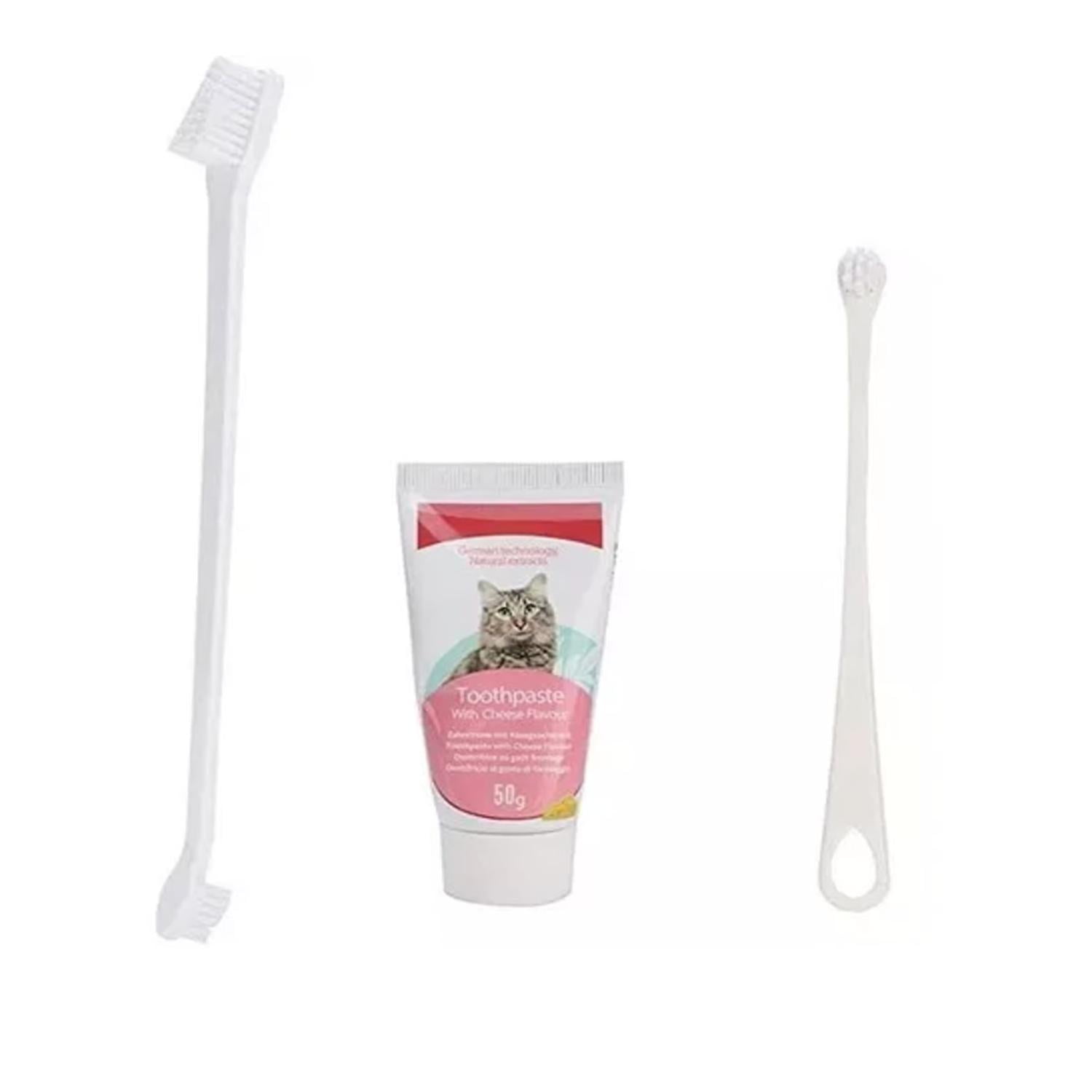 Total E-commerce - Kit De Limpieza Dental Higiene Para Gatos Cepillo Y Pasta