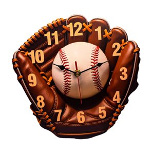 Bothyi - Reloj De Pared Con Diseño De Guante De Béisbol De 10 Pulgadas, Silencioso, Sin Tictac, Para Sala De Estar.