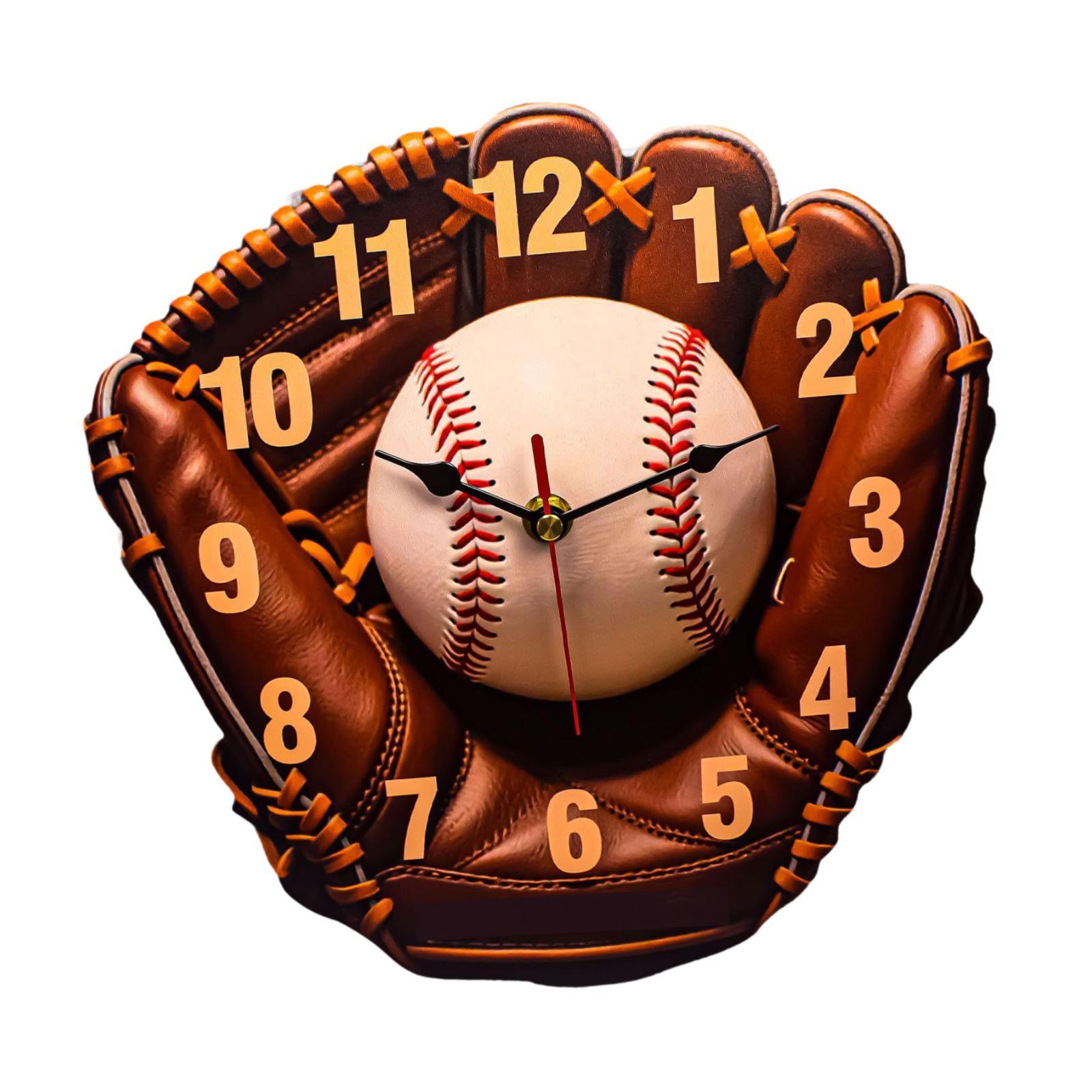 Bothyi - Reloj De Pared Con Diseño De Guante De Béisbol De 10 Pulgadas, Silencioso, Sin Tictac, Para Sala De Estar.