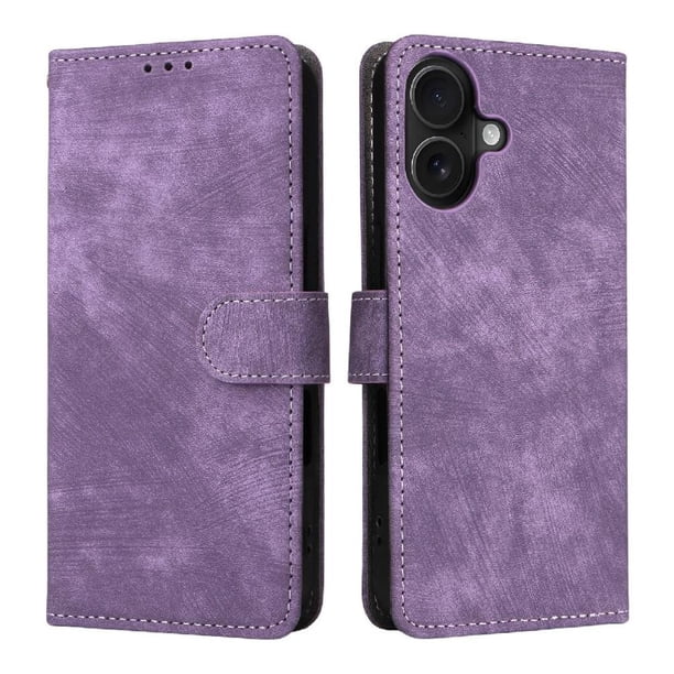 Funda Billetera para iPhone 17 con Soporte - Cartera de Cuero con Ranuras Morado