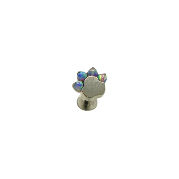 Piercing Labret 8mm Huella Perro Opalo Titanio Astm F136 G23