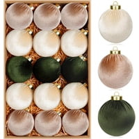 Wakeshome - 15 Esferas Navideña 6Cm Bambalinas Terciopelo Adornos Arbol