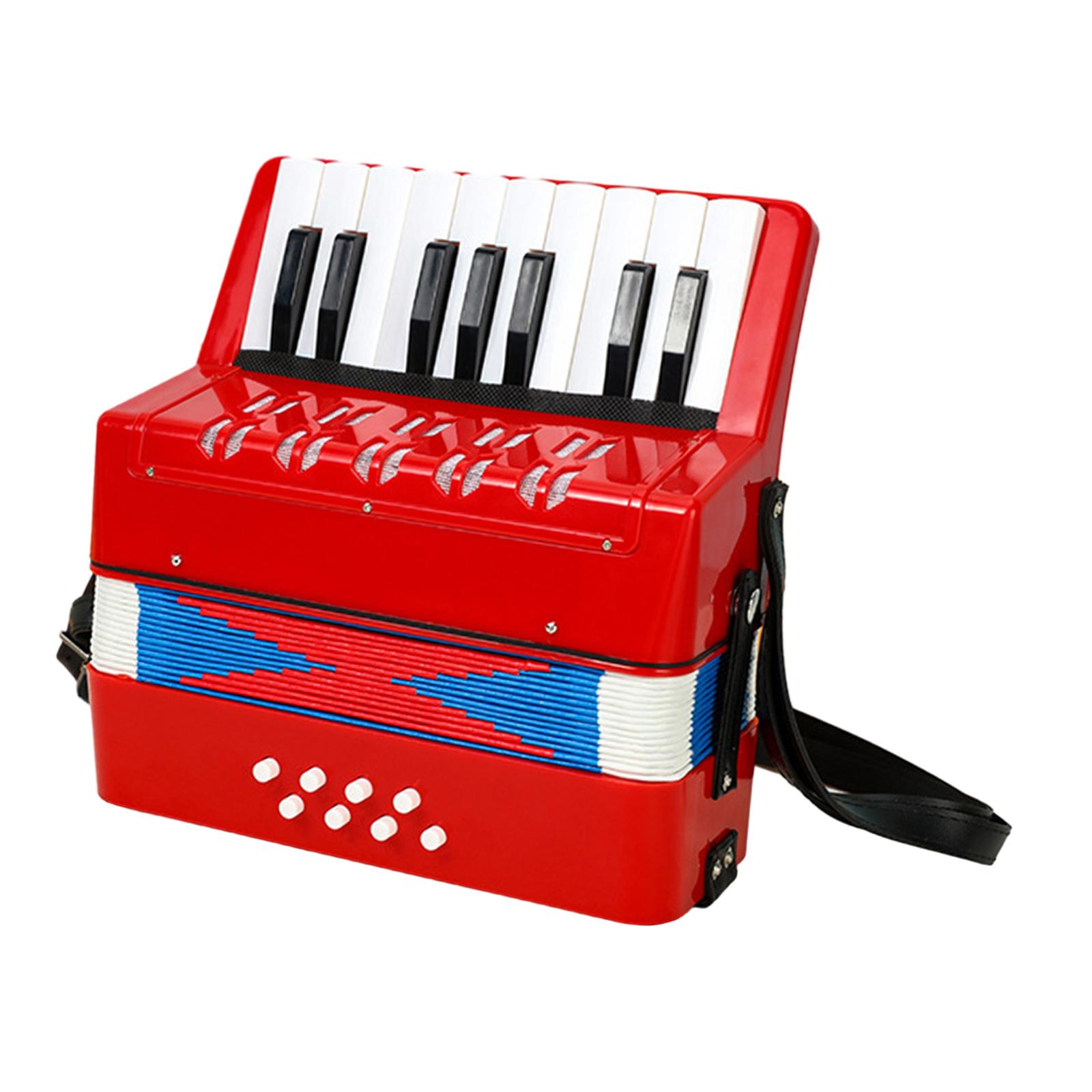 Magideal - Acordeón De Piano De 17 Teclas, 8 Bajos, Juguete Musical Educativo, Acordeón Ligero Con Botones Pequeños, Juguete De Acordeón Para Niños Para Amantes Rojo