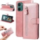 thumbnail image 2 of Funda tipo cartera para Motorola Moto E15 con bolsillo con cremallera y ranuras para tarjetas – Función de soporte Rosa, 2 of 5
