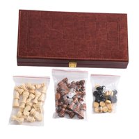 Magideal - Ajedrez Damas Backgammon 3 En 1 Juego De Juegos De Mesa Para Niños Adultos Juego Familiar