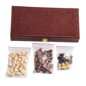 Magideal - Ajedrez Damas Backgammon 3 En 1 Juego De Juegos De Mesa Para Niños Adultos Juego Familiar