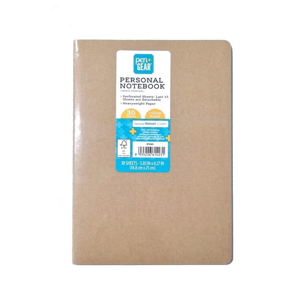 Cuaderno Pen+Gear Personal 30 hojas rayado College 14,8 x 21 cm