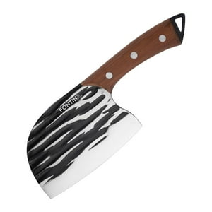 Cuchillo Carnicero Fontina Acero Relieves Madera Nogal 27Cm