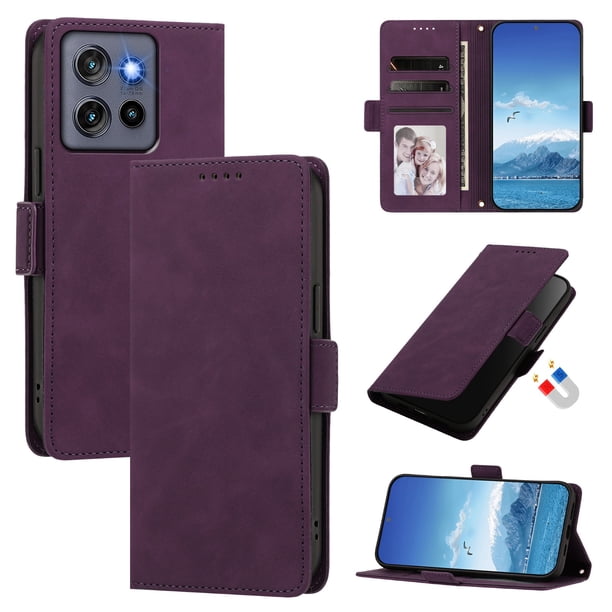 Funda Billetera Delgada para Motorola Moto G Stylus 5G 2026 con Ranuras y Soporte Morado oscuro
