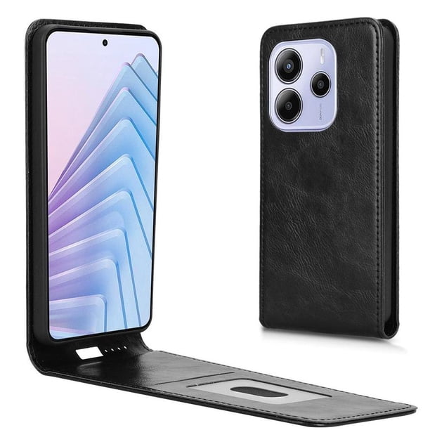 Funda tipo folio para Xiaomi Redmi Note 14 4G con soporte magnético y protección para la cámara Negro