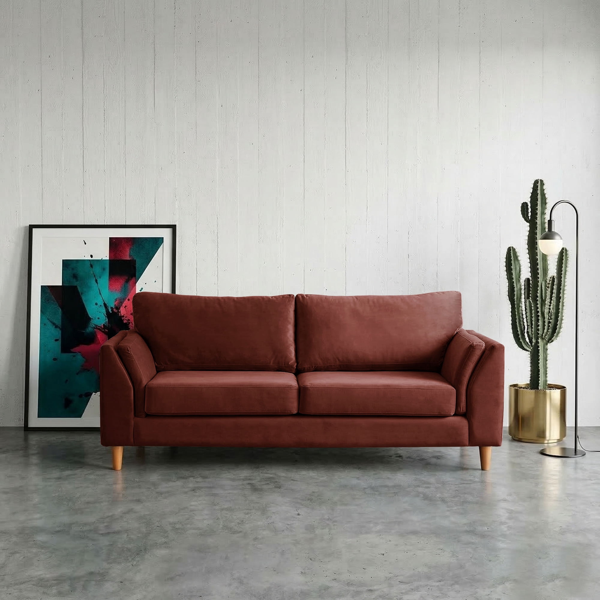 Latam Home - Sofa Milan 3c Con Resortes Pocket Tela Velvet Chocolate