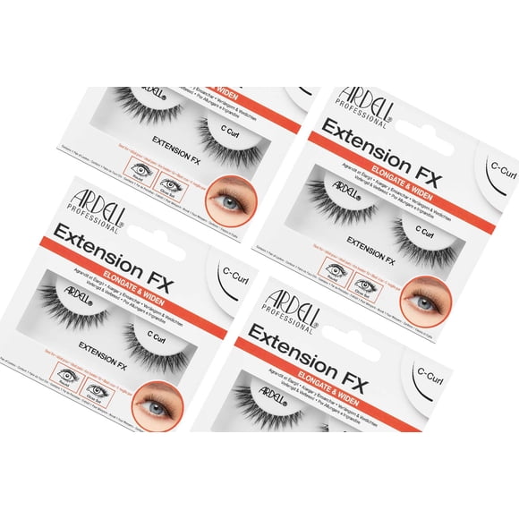 Pestañas postizas Ardell Extension FX C Curl, paquete de 4