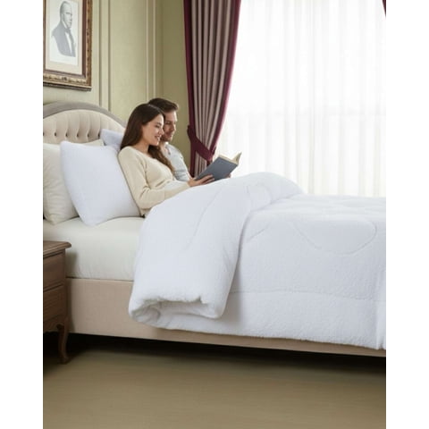 Myl Todo Hogar - Plumón Cubrecama 2 Plazas Sherpa Peludo Invierno Diseño Suave