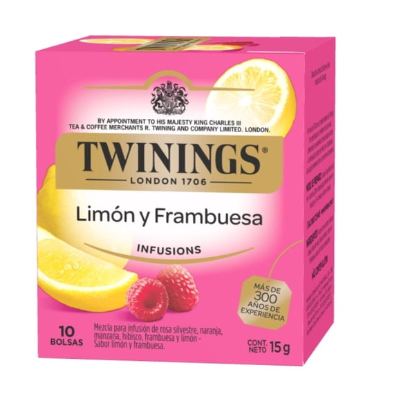 Infusión Sabor Limón y Frambuesa Caja, 10 un
