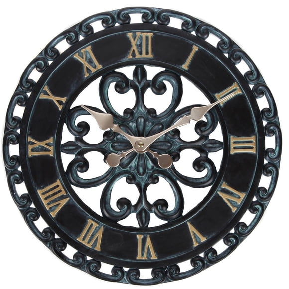 Reloj de pared Lily's Home Hanging Verdigris 34 cm para interiores y exteriores