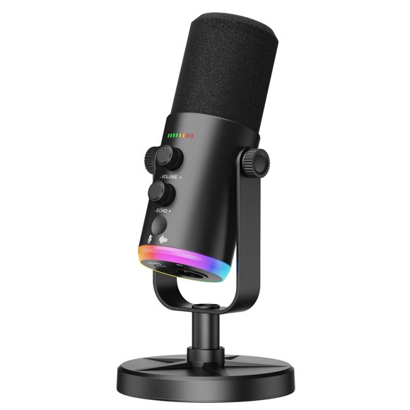 Micrófono voijump USB‑C/XLR con luz RGB y jack de auriculares