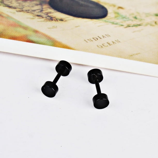 1pair Dumbbell Earrings: Get Ready to Turn Heads with These Stylish Round Studs!