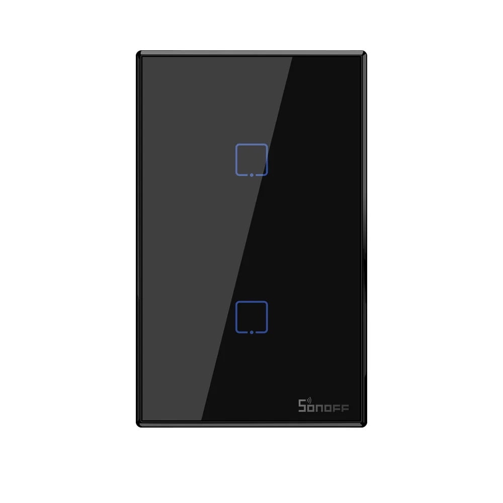 Interruptor De Pared Wifi Sonoff De 2 Canales + Rf Color Negro
