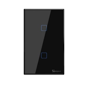 Interruptor De Pared Wifi Sonoff De 2 Canales + Rf Color Negro