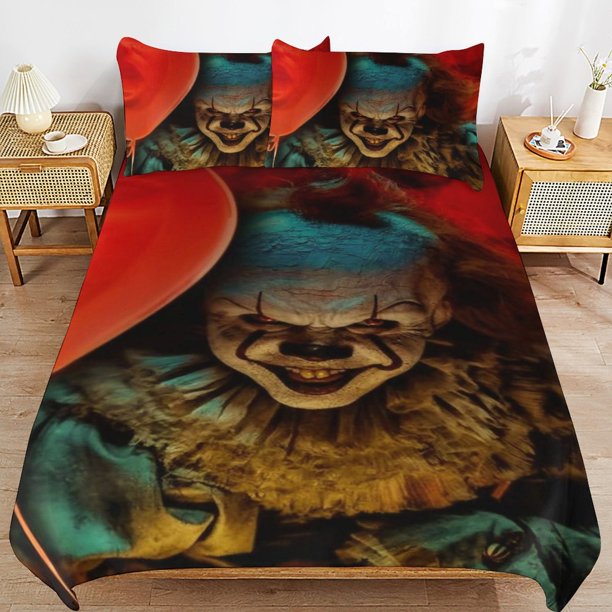 Pennywise Bedding Set Duvet Cover Comfortable and Lightweight Cartoon Bedding 3 Piece Bed Set