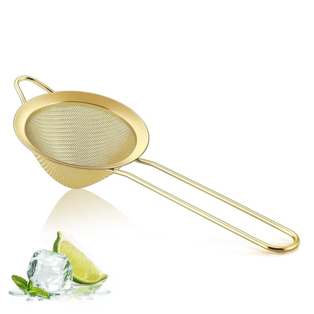Colador de cóctel de acero inoxidable de malla fina, herramienta profesional de barra, coladores de café cónicos con mango largo