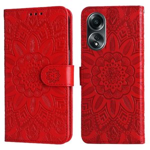 Funda Tipo Cartera Foxdock Para Oppo A58 4G , Diseño Girasol En Relieve, Cuero Pu, Cierre Magnético, Soporte Y Tarjetero