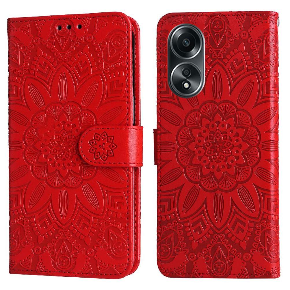 Funda Tipo Cartera Foxdock Para Oppo A58 4G , Diseño Girasol En Relieve, Cuero Pu, Cierre Magnético, Soporte Y Tarjetero