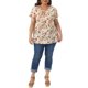 thumbnail image 2 of GRACIA Y GRANDEZA Blusas de Chifón con Cuello de Ojal y Mangas Cortas Acampanadas con Estampado Floral para Mujer Talla Grande 6X Albaricoque, 2 of 7