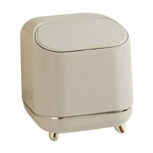 Genérico - Pequeño Basurero De Escritorio Con Tapa Cubo De Basura Para Baño Encimera Sala De Estar Beige (Basurero Mini)