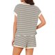 thumbnail image 3 of INSPIRE CHIC Conjunto de Pijama a Rayas para Mujer, Camiseta de Manga Corta con Cuello Redondo y Pantalones Cortos, 2 Piezas de Ropa de Casa con Bolsillos M Albaricoque, 3 of 6