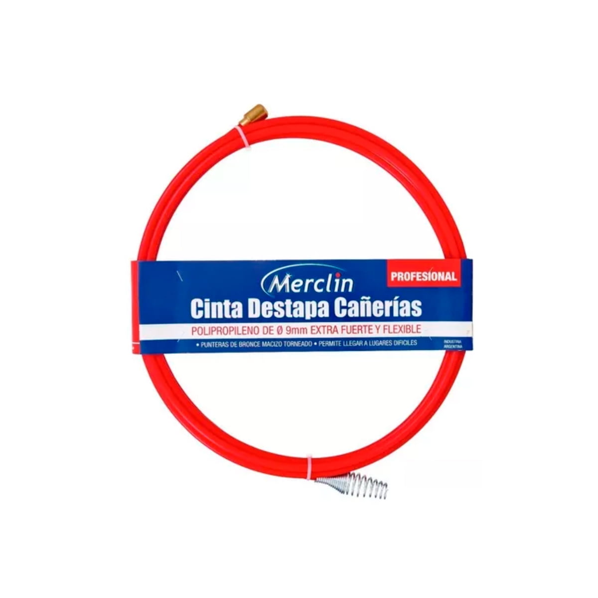 Merclín - Cinta Destapa Cañerías Puntas Acero 5 Metros X 9 Mm Merclin