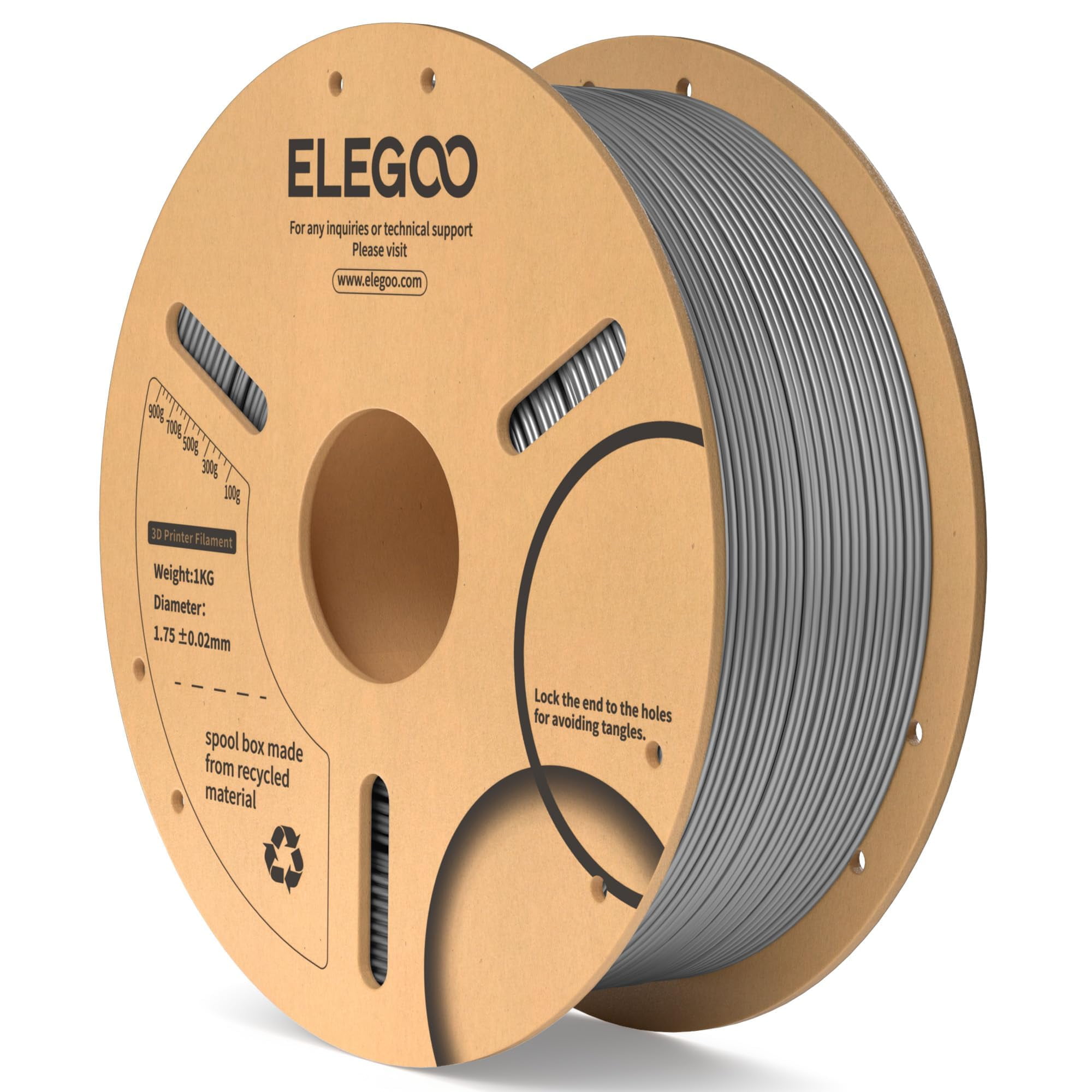 Filamento Para Impresora 3d Elegoo Pla De 1,75 Mm, Gris Espacial, 1 Kg