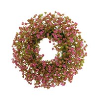 Magideal - Corona Para Puerta De Entrada, Corona De Flores Artificiales, Corona Redonda De Primavera Y Verano, Guirnalda Colgante Para Decoración De Ventanas De Rosa Roja