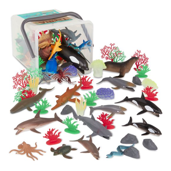 Set de juguetes Terra de Battat Mundo Marino – 60 piezas de animales del océano – 3+ años