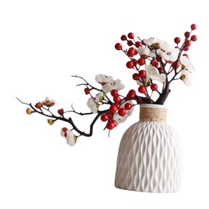 Magideal - Florero De Flores De Ciruelo Artificiales, Bonsái De Flores Secas, Decoración De Fiesta Interior, Jarrón De Púas Florales Artificiales Minimalistas
