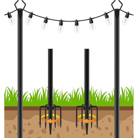 Postes para Luces de Cadena AHRLHR Pack de 2 (3 m) Metálicos