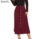 thumbnail image 2 of Falda skater midi acampanada de cintura alta con botones delanteros para mujer, 2 of 6