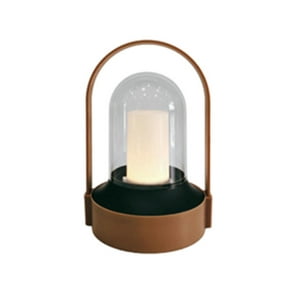 Vgo - Adorno Fanal Plástico Café Con Vela Led