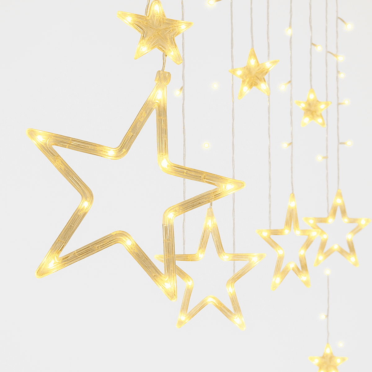 Genérica - Luz Luces Navidad Cascada Diseño Estrella Cálida Amarilla 3m