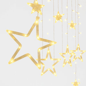 Genérica - Luz Luces Navidad Cascada Diseño Estrella Cálida Amarilla 3M