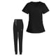 thumbnail image 2 of Conjunto Médico Femenino Enfermera Con Escote En V Traje De Manga Corta Lavable A Máquina L Negro, 2 of 3