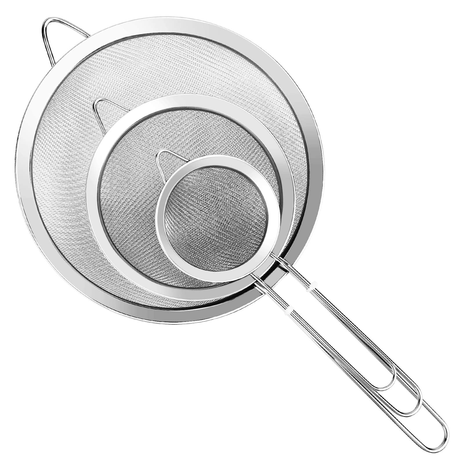 Juego De Coladores De Malla Fina Ylyl Super Wire De Acero Inoxidable, 3 Piezas