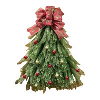 Magideal - Corona Navideña Colgante Para Adornar Entrada , Con Lazo De Cuadros