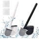 thumbnail image 1 of Cepillo de baño plano de silicona (2 unidades), de pared, de secado rápido, con mango largo, con base antigoteo (negro y blanco)., 1 of 5