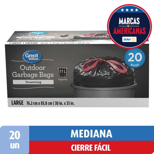 Bolsa De Basura Mediana Con Asas 76x84 Cm 20 Un Great Value