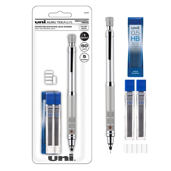 Lápiz mecánico Uni-Ball Kuru Toga Elite 0,5 mm plateado