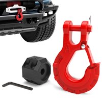 Xusx111 - Gancho De Cabrestante 3/8"" - Gancho De Deslizamiento De Clevis Con Cierre De Seguridad Y Tope De Gancho De Cable De Cabrestante, Acero Forjado De Grado 70 Max 37478Lbs Trabajo Para Cuerda De