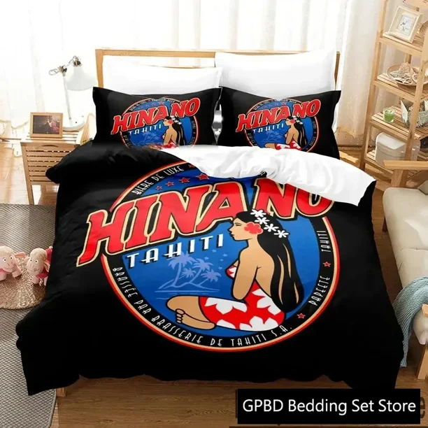 H-hinano Tahiti Logo Bedding Set Boys Girls Duvet Cover Pillowcase Bed boys Adult Home Textileextile