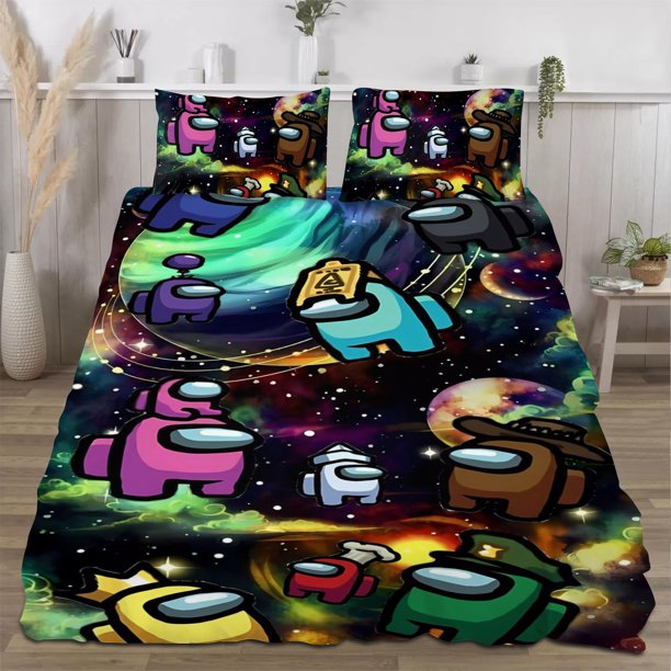 Among Us Bedding Comforter SetsQueen Quilt Bedding Set3 Pieces Set Bedding Twin SizeColorful Soft Lightweight Print All Season 177*218CM
