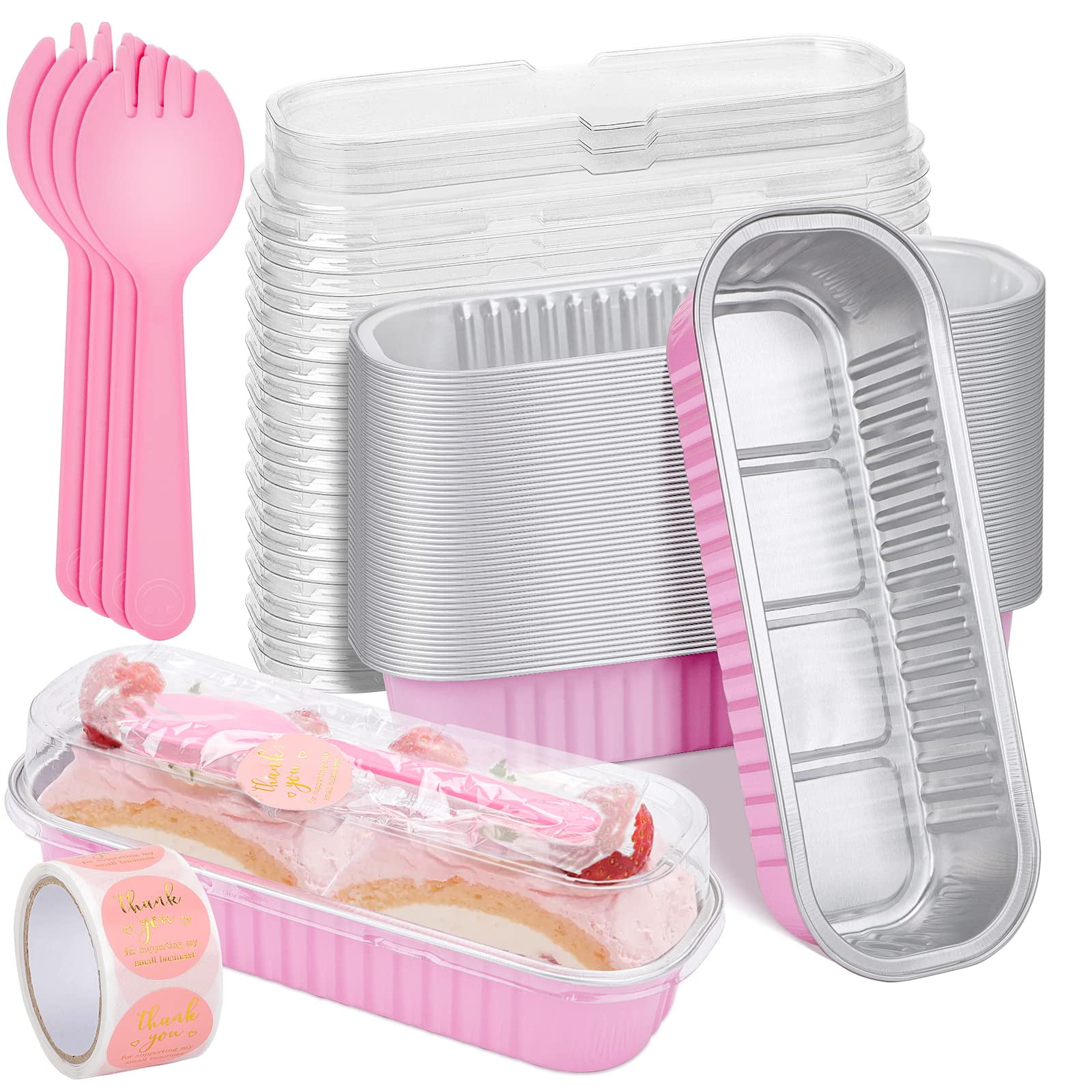 Ylnurac Juego De 100 Moldes Mini Para Pastel Color Rosa De Aluminio, 200 Ml